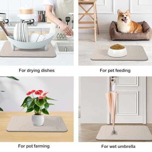 Diatomaceous Earth Bath Mat 2 Pack - Non-Slip Quick Dry Bathroom Floor Mat 24x15 Greyish White