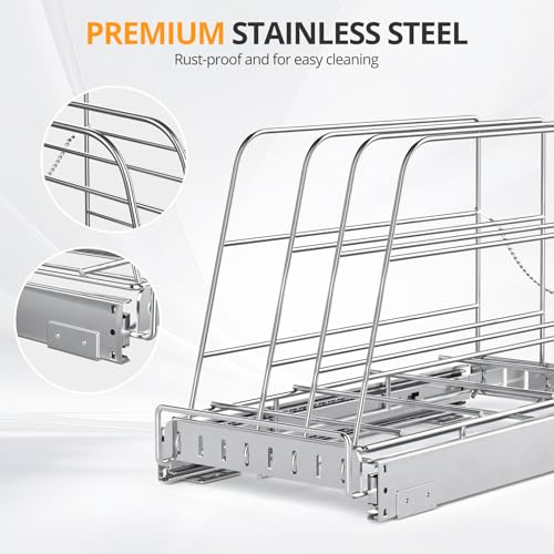9”W x 16.5”D Pull Out Cabinet Organizer for Baking Sheets & Cutting Boards
