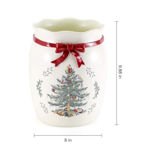 Spode Christmas Wastebasket - Holiday Decor Bathroom Trash Can