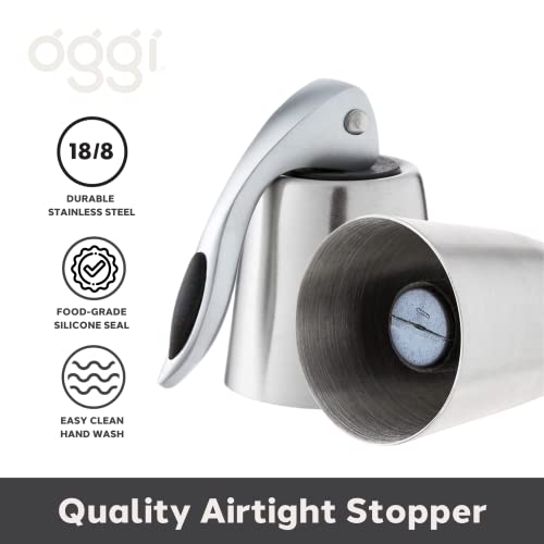 Oggi Bottle Stopper, Lever, Stylish Wine Topper (7653.)
