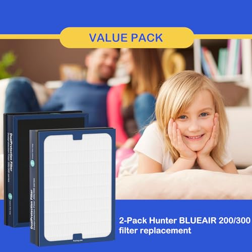 2 Pack Air Filter Replacement for Blueair 200/300 Series - HEPA & Activated Carbon