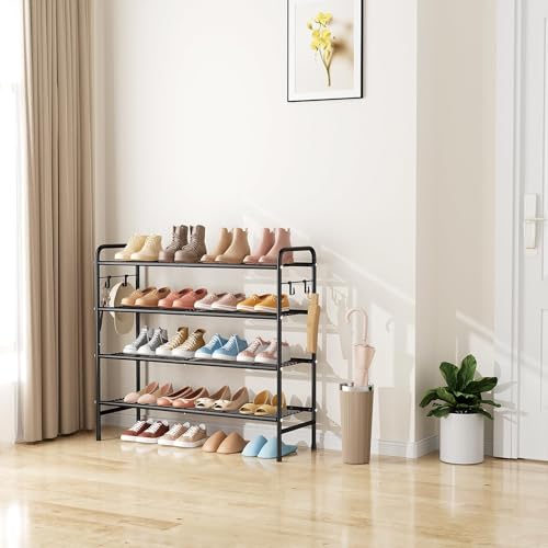 VILICK 4-Tier Shoe Rack 33" Wide Metal Organizer Long Storage with 4