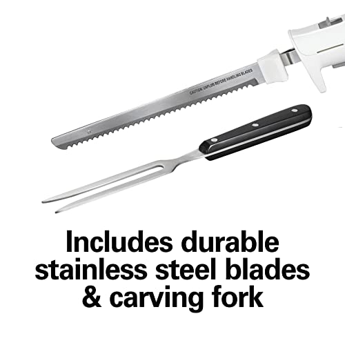 Hamilton Beach Electric Knife Set with Fork & Storage Case – Carving, Bread, Meat & Crafts, 5ft Cord