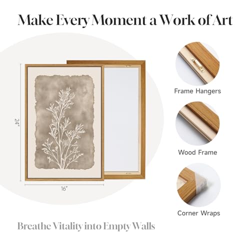 16x24 Inch 3 Piece Framed Neutral Botanical Wall Art Set - White & Beige