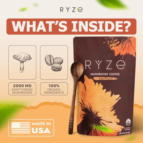 RYZE Organic Mushroom Coffee Starter Kit - Medium Roast, Pack of 2, 60 Servings