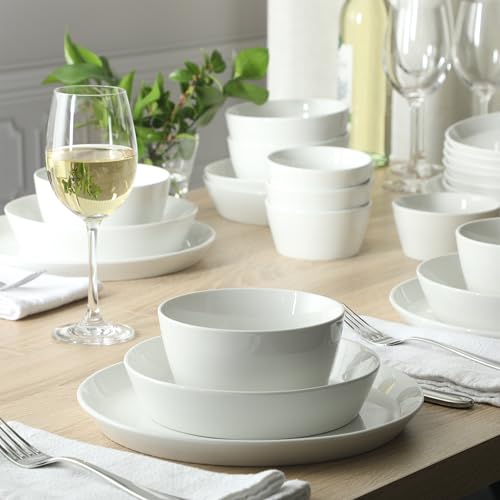 White 30-Piece Dinnerware Set for 6 - Plates & Bowls Collection