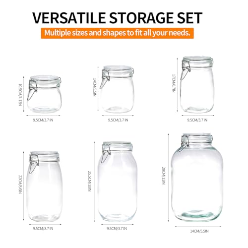 25 Oz Food Storage Jars Set of 5 - Airtight Glass Canisters with Wire Clip Lids