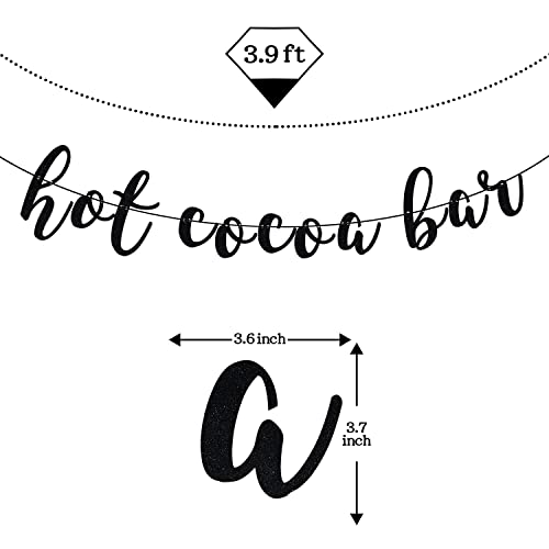 Cocoa Bar Banner & Decorations - It's Cold Outside Sign, Winter Holidays Party Decor - Black Glitter Hot Chocolate Bar