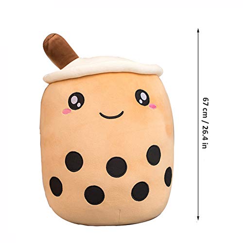 Hitoshe 27.5in Boba Plush Pillow Toy Brown Round Eye — Milk Tea Cup Hug Pillow