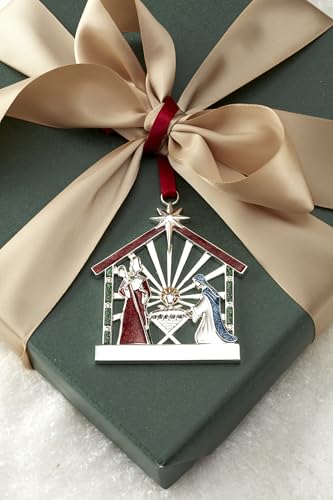 Lenox Nativity Ornament - Christmas Hanging Silverplate Charm