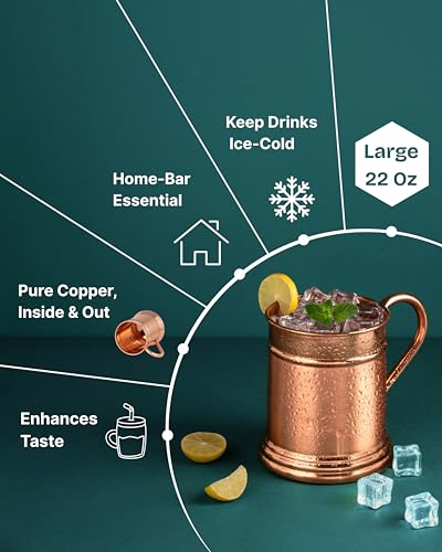 JYPR 18 oz Copper Mug - Handcrafted Moscow Mule & Beer Steins