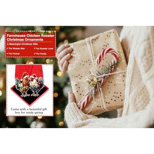 WhatSign Farmhouse Chicken & Rooster Christmas Tree Ornament Decorations