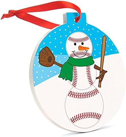 Baseball Snowman Christmas Ornament | Ceramic Holiday Decoration by ChalkTalkSPORTS