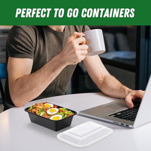 Dealusy 50 Pack 24 oz Reusable Meal Prep Containers with Lids - Leakproof & Dishwasher Safe
