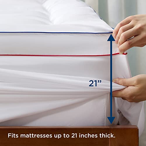 Bedsure Twin XL Mattress Topper, 900GSM Thick Soft Twin Extra Long Mattress Topper with Deep Pocket up to 6-21 Inches Mattress, Quilted Fitted Breathable Bed Pad Cover for College Dorm, White