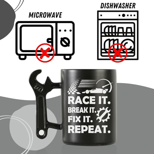 Car Racing Gift Mug with Wrench Handle - 13.5oz Mechanic Coffee Cup