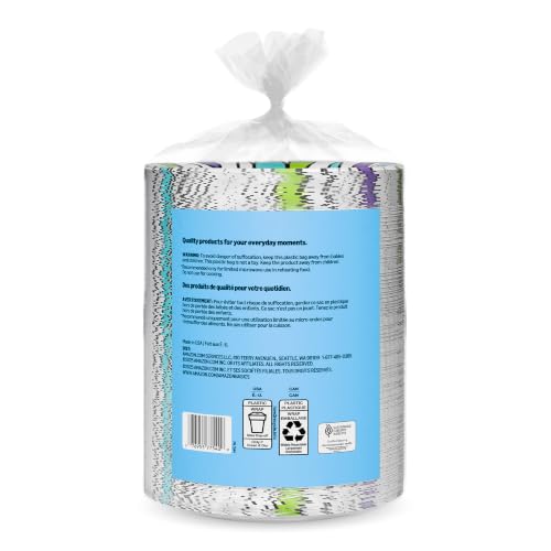Amazon Basics Disposable Paper Plates 6.87 Inch, 600 Count (2 Pack of 300) – Eco-Friendly, Microwave-Safe & Sturdy