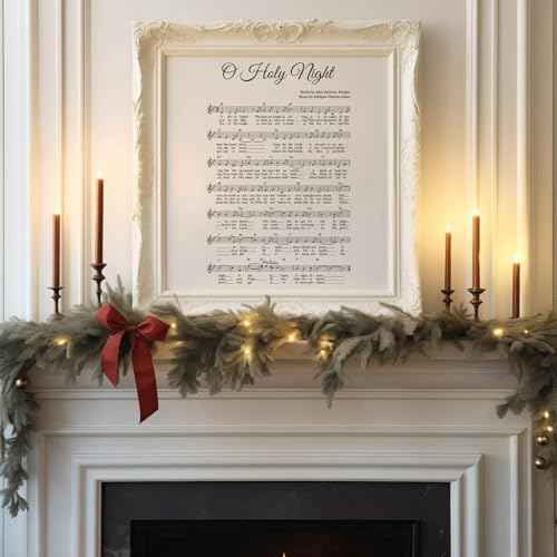 JarThenaAMCS Christmas Carol Wall Art Prints O Holy Night Music Sheet Art Poster Minimalist Xmas Hymn Wall Decor for Gallery Living Room Bedroom (UNFRAMED, 11x14in)