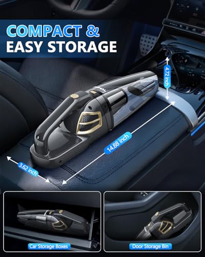 Cordless Handheld Car Vacuum Cleaner - Gray, 16000PA Powerful Suction