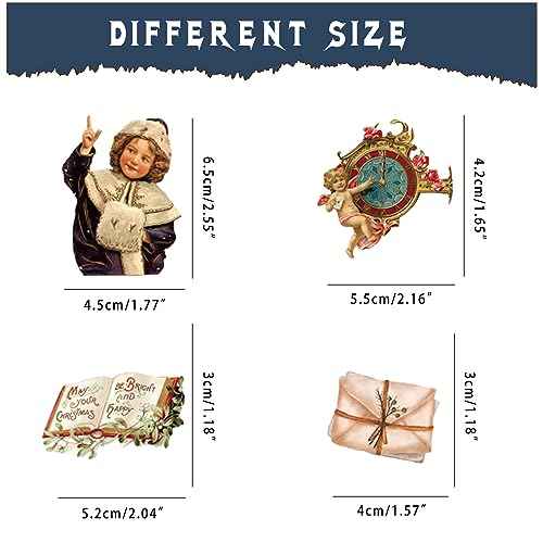 100 Pcs Christmas Stickers Non-Repeating Retro Santa Claus Stickers Christmas Decoration,Waterproof Holiday Sticker for Scrapbook,Cards,Junk Journals, Laptop,Water Bottles (Santa 100 Pcs)