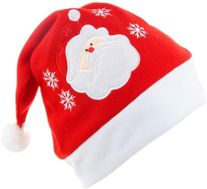 8-Pack Red Christmas Hats for Kids & Adults - Soft Non-Woven Pleuche Holiday Wear