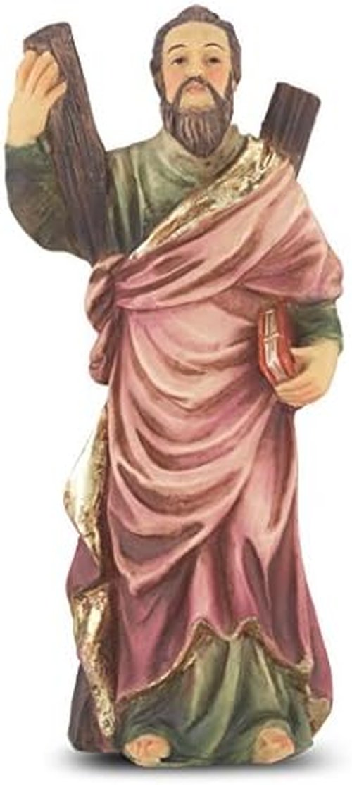 FERGRELM St. Andrew Statue - 4-Inch Religious Figure with Prayer Card for Spiritual Blessings