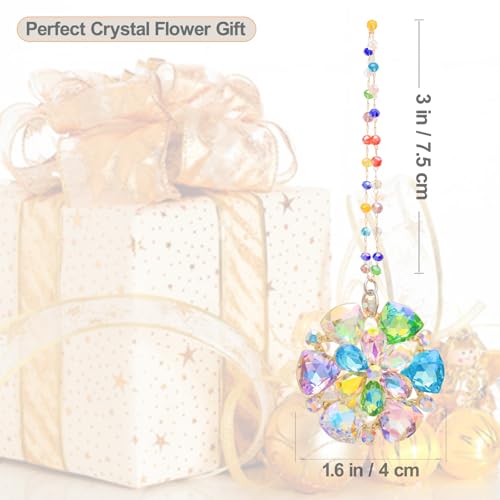 Lumiti Flower Christmas Ornaments - Crystal Glitter Hanging Decorations for Xmas Tree, Gift for Women & Kids (Flower)