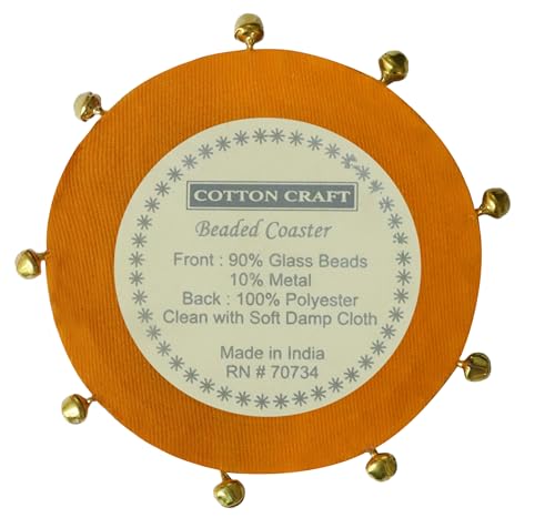 COTTON CRAFT Glitz Handmade Beaded Coasters - 8 Pack, 4in, Gold Bells (Variation: Gold Bells)