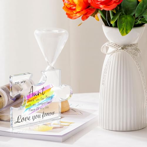 Personalized Acrylic Puzzle Photo Block for Aunt - Birthday & Christmas Gift 3.9x4.7 Inch - Engraved Custom Keepsake