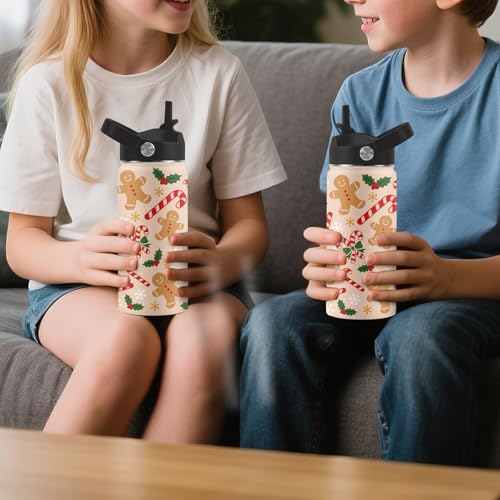 Gingerbread 16oz Stainless Steel Insulated Water Bottle with Straw Lid (FAIVHSO)