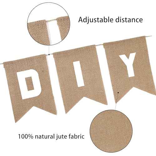LaRibbons Burlap Banner, 15Psc Burlap Banner Flags Blank, 5x7.5 inches 11.5ft DIY Party Decor for Christmas, Birthday, Wedding, Baby Shower and Graduation