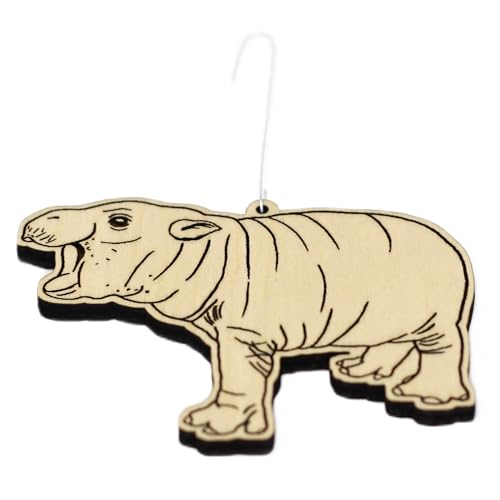Wood Christmas Ornament - Pygmy Hippo Holiday Decor - Handmade in USA