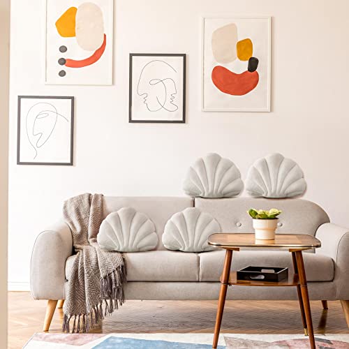 Marsui Sea Princess Seashell Decorative Pillow, Preppy Room Decor Christmas Party Gift Soft Chair Cushion Cute Clam Throw Pillow for Sofa Bed Living Room(White,13.4 x 9.8 in)