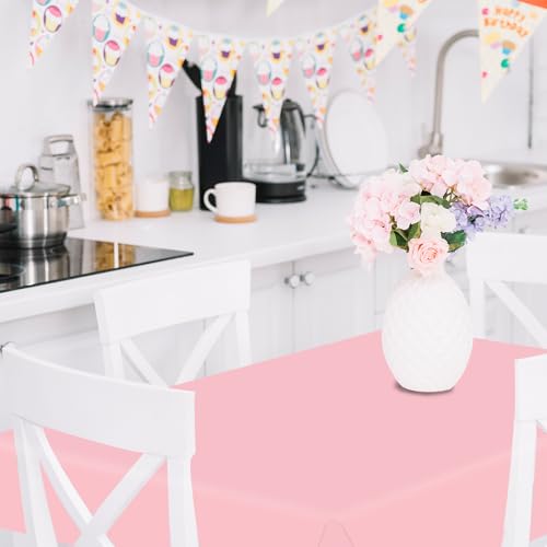 4 Pack Light Pink Tablecloth Plastic 54 x 108 Inch Baby Pink Disposable Tablecloth Rectangle for Baby Shower Camping Wedding Birthday Decorations Picnic Table Cover for 6 to 8 Foot Tables