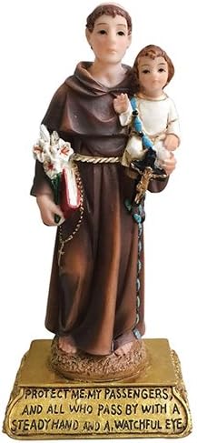 Love's Gift Inc. Saint Anthony Statue - 5 Inch Brown & White Glossy Resin | Classic Religious Decor