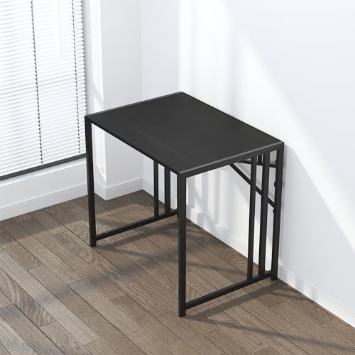 Foldable Computer Desk 32 Inch - Space Saving, Black, No Assembly