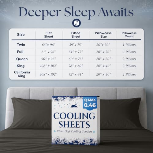 Cooling Sheets - BreezeWeave 4 PC King Size Cooling Bed Sheets for Hot Sleepers & Deep, Cool Rest - Graphite Variation