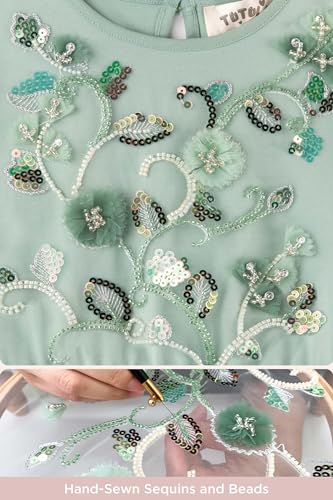 Tutu Dress for Girls - Embroidered Tulle Tiered Layered Flower Toddler Dress for Wedding & Birthday