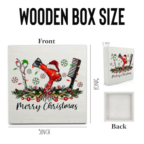 Christmas Hairstylist Wooden Sign Decor - Hairdresser Gift for Women & Salon Shelf Display