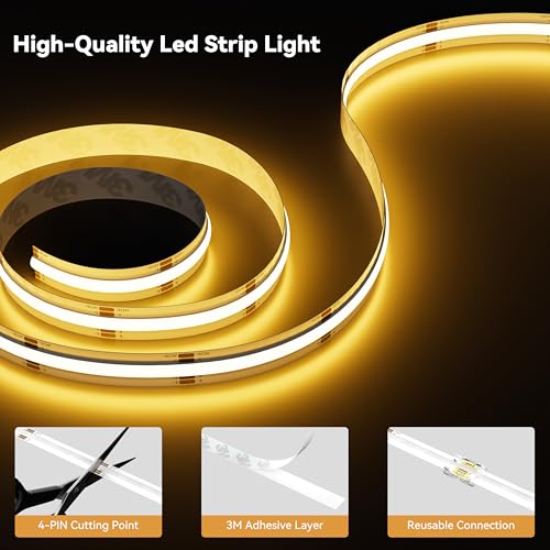 RGB LED Strip Light 32.8ft/10m with Bluetooth Control - Multicolor S-COB Flexible Tape for Bedroom & Kitchen