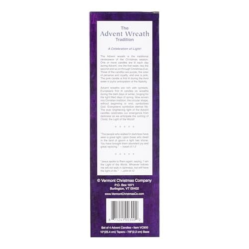 Christmas Advent Candle Set (Set of 4) - Made in The U.S.A. - 10 Inch Wax Taper Candles - 3 Purples Candles & 1 Pink Candle