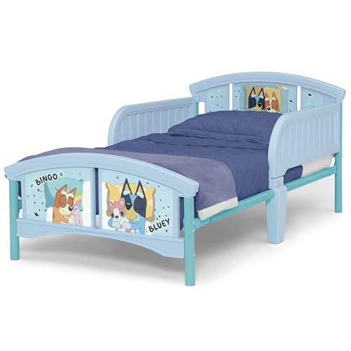Bluey Delta Children Plastic Toddler Bed with Guardrails, Easy Transition