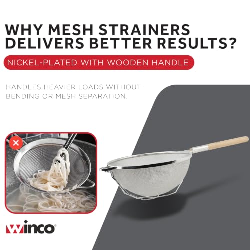 14-Inch Double Mesh Steel Strainer - Tin-Plated Kitchen Filter