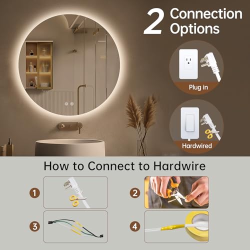 Silver 24-Inch Backlit LED Bathroom Mirror - Dimmable, Fogless, Wall Mount