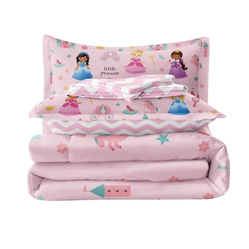 Kids Girls Princess Comforter Set Twin Pink Princess / Twin - Cozy Bed Bedding