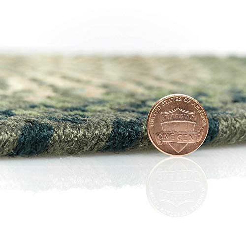 Super Area Rugs Braided Rug Pinecrest Indoor/Outdoor Braided Carpet for High Traffic Kitchen, Green Multi, 2' x 3' Oval