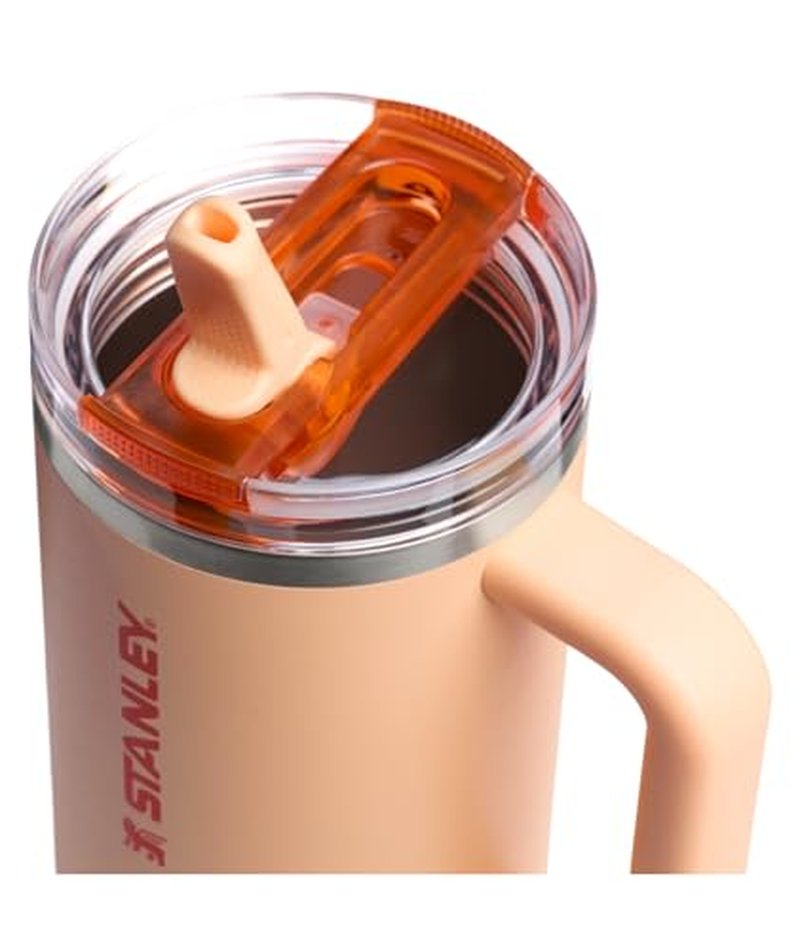STANLEY Quencher ProTour Flip Straw Tumbler with Leakproof Lid 40 oz | Built-In Straw & Handle | Cupholder Compatible for Travel | Insulated Stainless Steel Cup | BPA-Free | Orange Sherbet