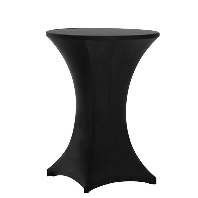 Tina's 6 Pack 30x42 Inch Highboy Spandex Cocktail Table Covers Black, Fitted Stretch Cocktail Tablecloth for Round Tables (6PC 30X42 Black)
