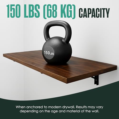Wall Mounted Folding Desk - Brown 48x16 Space Saver Murphy Table