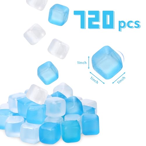 Blue Reusable Ice Cubes 720 Pack for Cold Therapy & Beverage Cooling